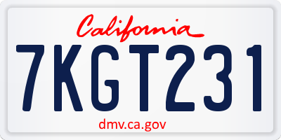 CA license plate 7KGT231
