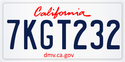 CA license plate 7KGT232