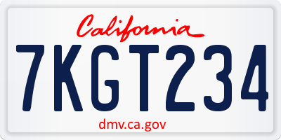 CA license plate 7KGT234
