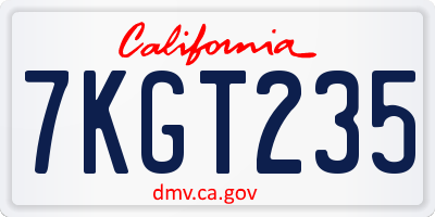 CA license plate 7KGT235