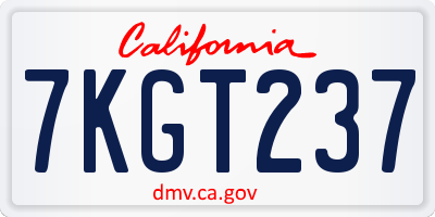 CA license plate 7KGT237