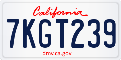 CA license plate 7KGT239