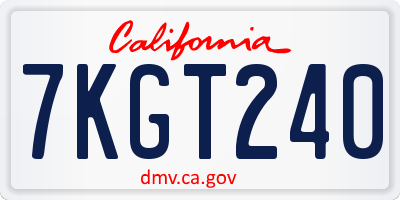 CA license plate 7KGT240