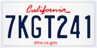 CA license plate 7KGT241