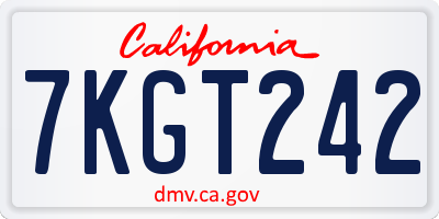 CA license plate 7KGT242