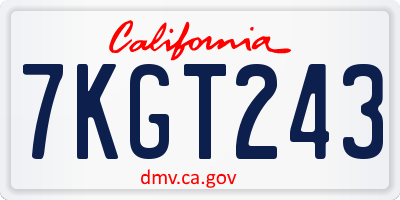 CA license plate 7KGT243