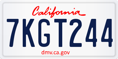CA license plate 7KGT244