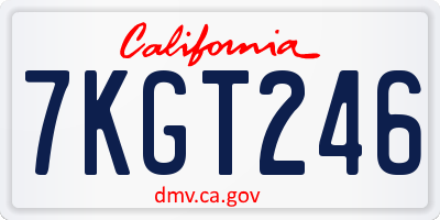 CA license plate 7KGT246
