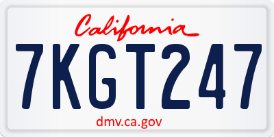 CA license plate 7KGT247
