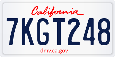 CA license plate 7KGT248