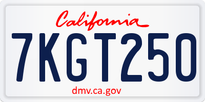 CA license plate 7KGT250