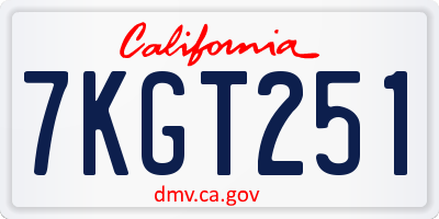 CA license plate 7KGT251