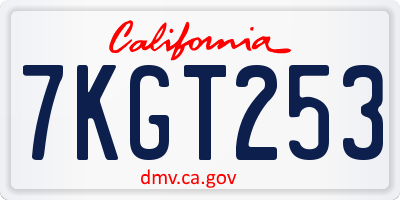 CA license plate 7KGT253