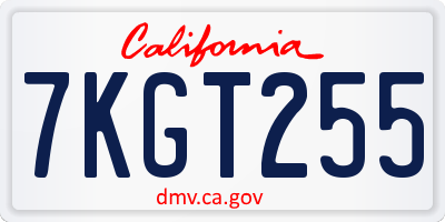 CA license plate 7KGT255