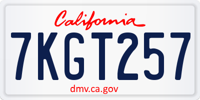 CA license plate 7KGT257