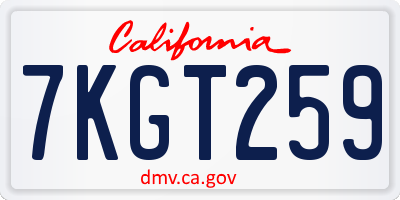 CA license plate 7KGT259
