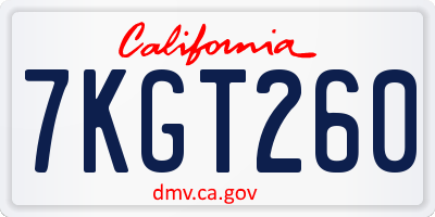 CA license plate 7KGT260