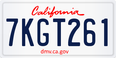 CA license plate 7KGT261