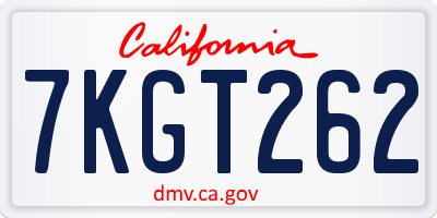 CA license plate 7KGT262