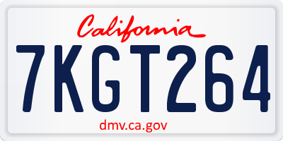 CA license plate 7KGT264