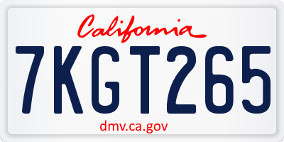 CA license plate 7KGT265