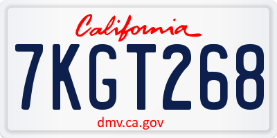 CA license plate 7KGT268