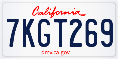CA license plate 7KGT269