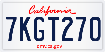 CA license plate 7KGT270
