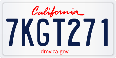 CA license plate 7KGT271