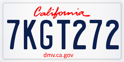 CA license plate 7KGT272