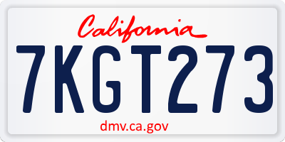 CA license plate 7KGT273
