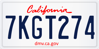 CA license plate 7KGT274