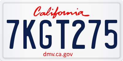 CA license plate 7KGT275
