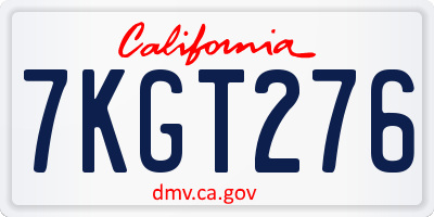 CA license plate 7KGT276