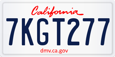 CA license plate 7KGT277