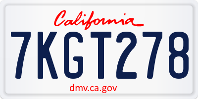 CA license plate 7KGT278