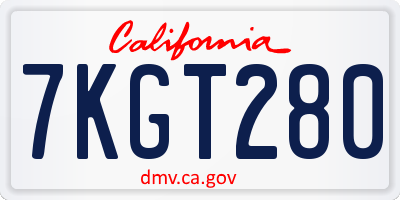 CA license plate 7KGT280