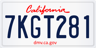 CA license plate 7KGT281