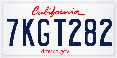 CA license plate 7KGT282