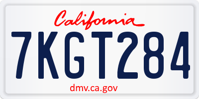 CA license plate 7KGT284