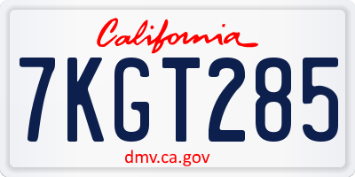 CA license plate 7KGT285