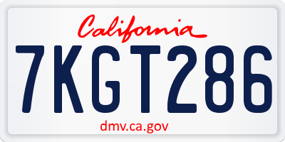 CA license plate 7KGT286