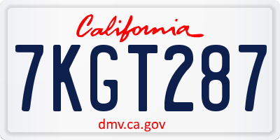 CA license plate 7KGT287
