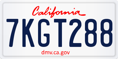 CA license plate 7KGT288