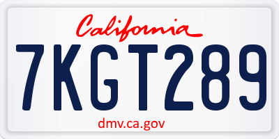 CA license plate 7KGT289