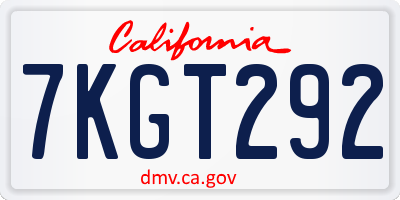 CA license plate 7KGT292