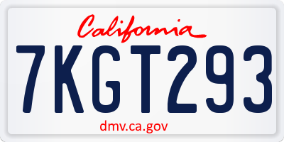 CA license plate 7KGT293