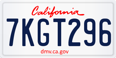 CA license plate 7KGT296