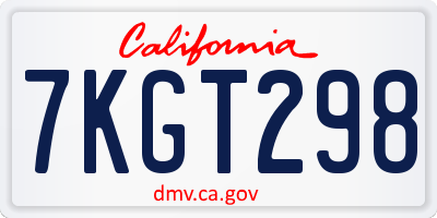 CA license plate 7KGT298