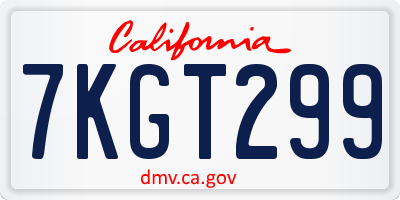 CA license plate 7KGT299